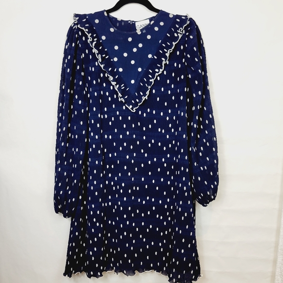 GANNI polka dot navy dress - Picture 2 of 11